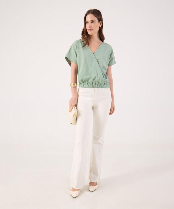 Blusa Unicolor Manga Corta 