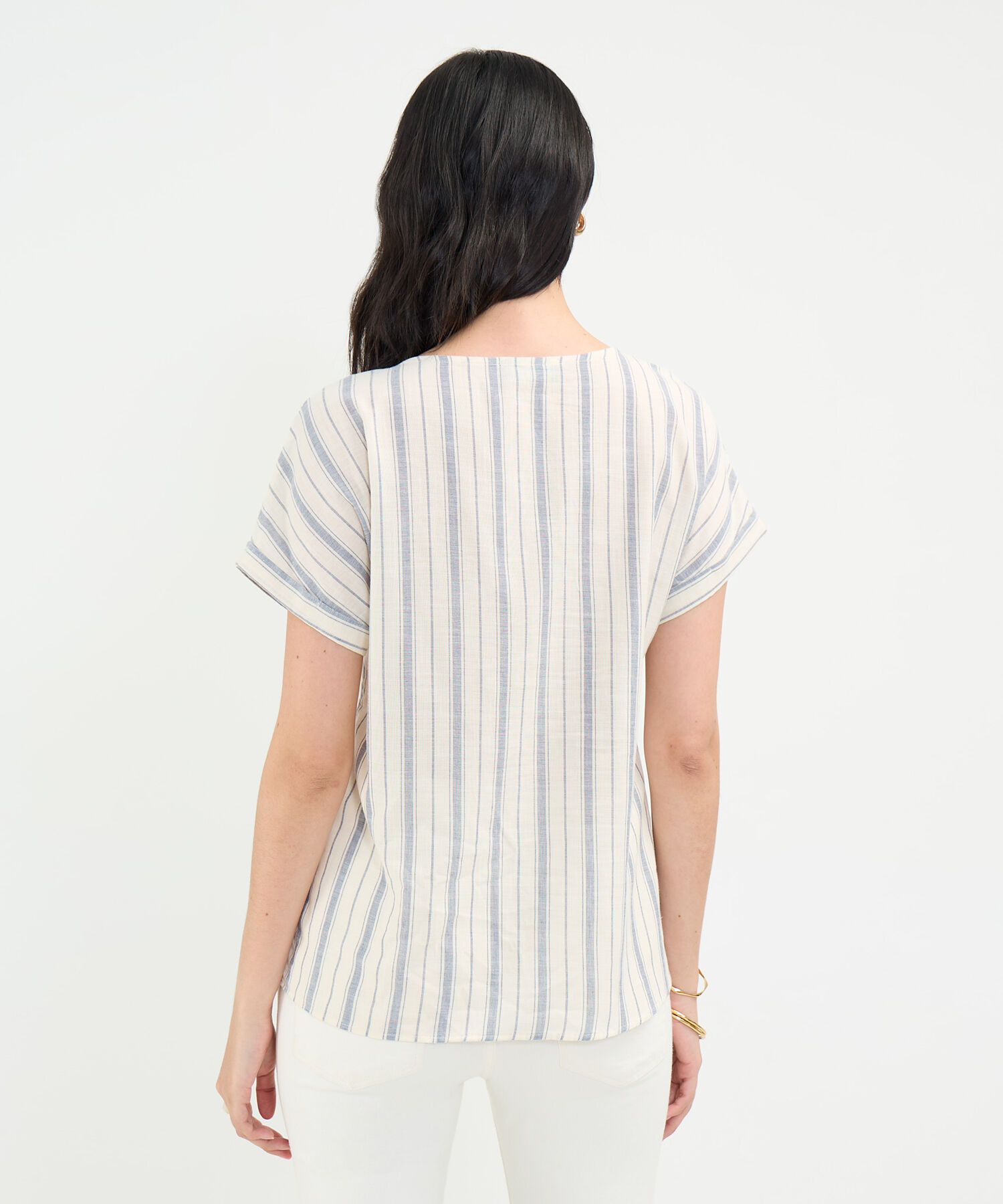 Blusa a Rayas en Efecto Lino