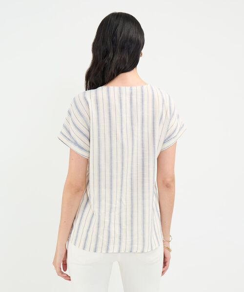 Blusa a Rayas en Efecto Lino