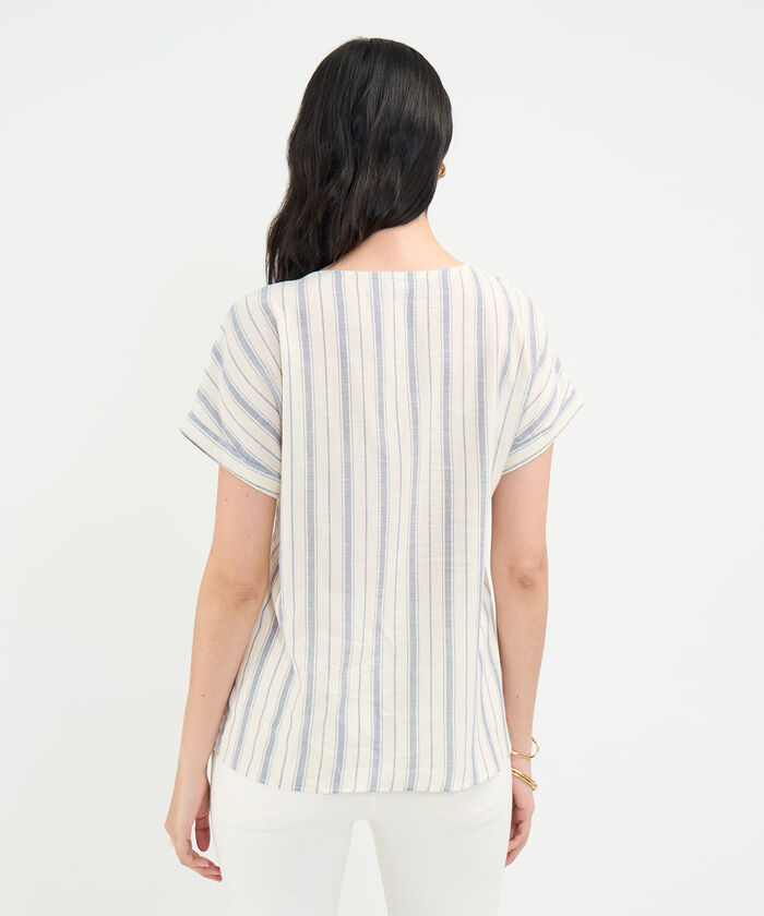 Blusa a Rayas en Efecto Lino