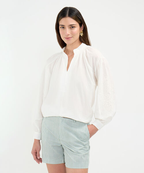 Blusa Bordada en Efecto Rústico image number null