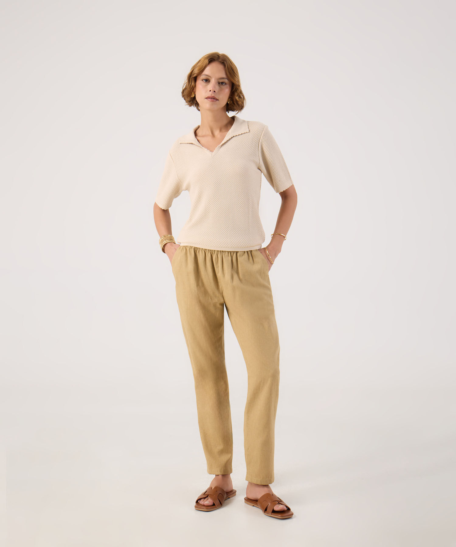 Polo texturizada unicolor 