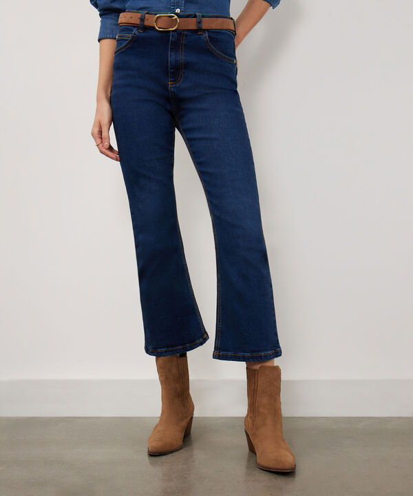 Jean Cropped Flare Tono Azul Oscuro image number null
