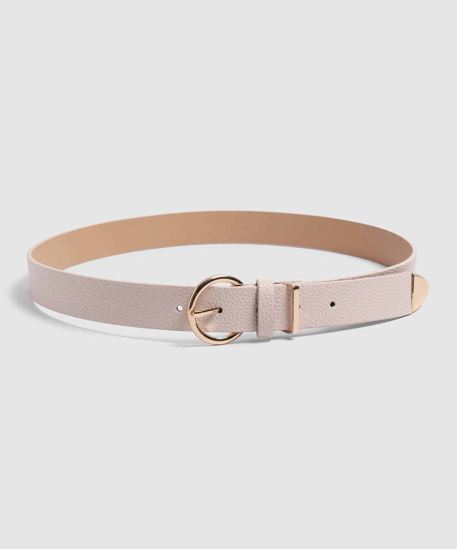 Cintur&oacute;n Texturizado Para Mujer Con Hebilla Redonda