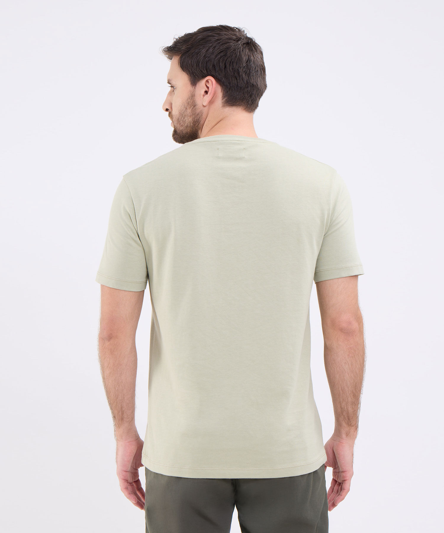 Camiseta Unicolor Cuello Henley Para Hombre