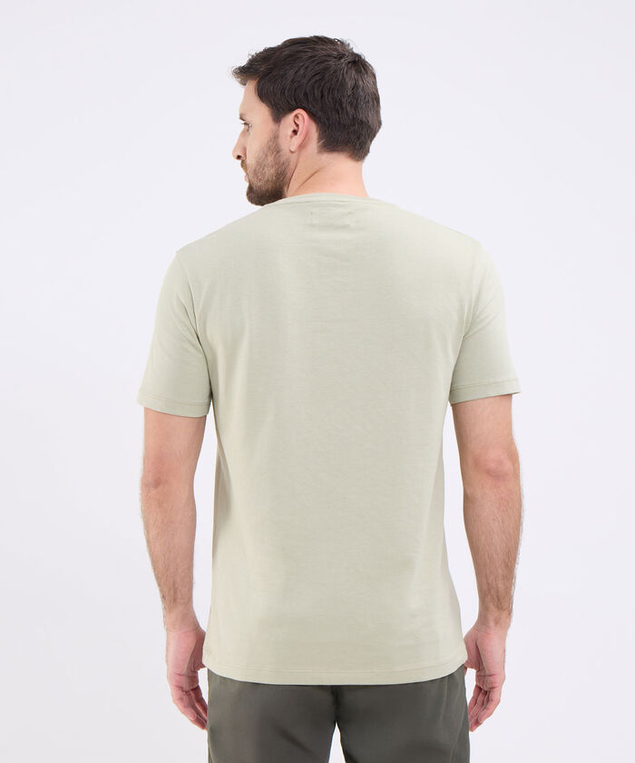 Camiseta Unicolor Cuello Henley Para Hombre