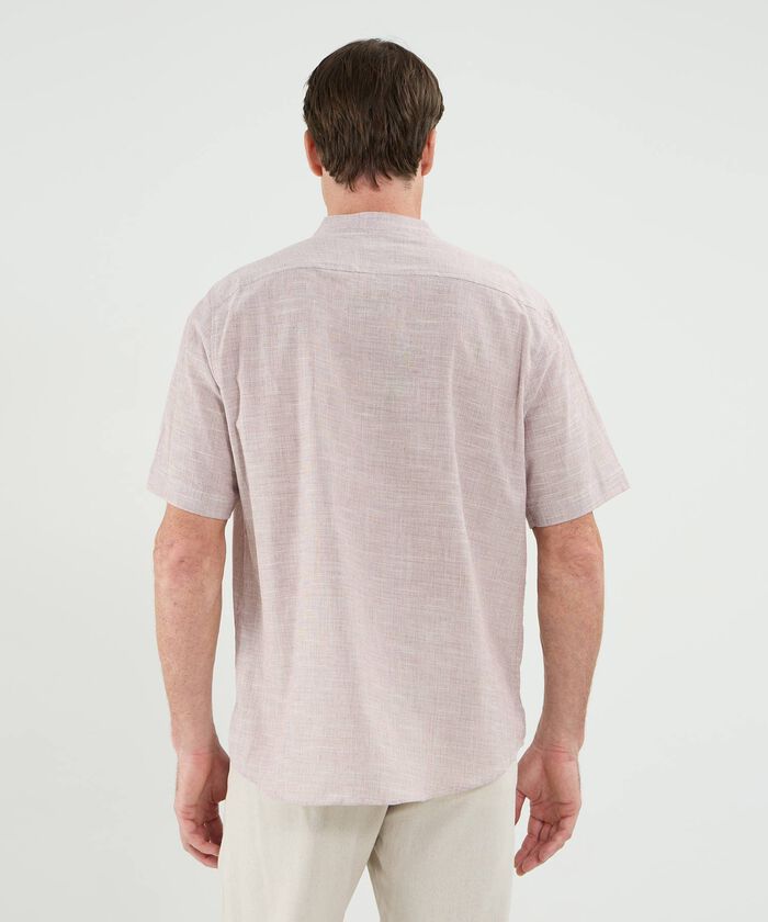 Camisa Manga Corta Cuello Neru Lino Para Hombre