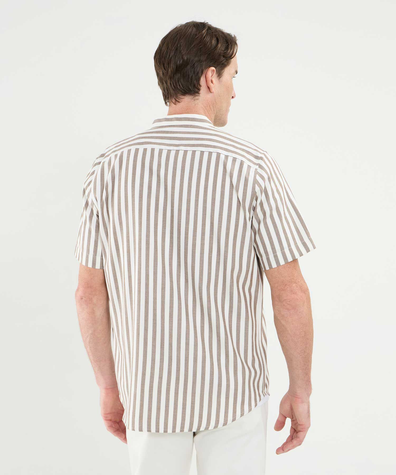 Camisa Manga Corta Cuello Neru Lino Para Hombre
