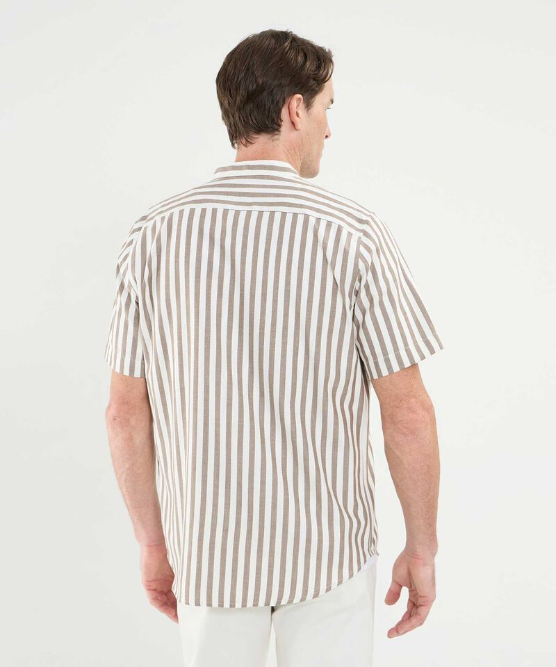 Camisa Manga Corta Cuello Neru Lino Para Hombre