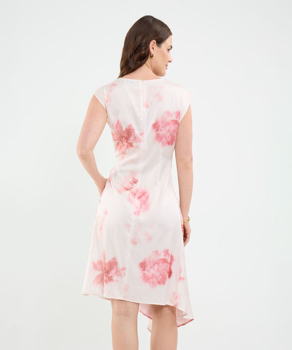 Vestido estampado con recogido y corte asim&eacute;trico para mujer