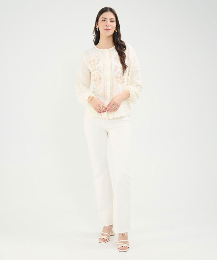 Blusa Bordado Bot&aacute;nico