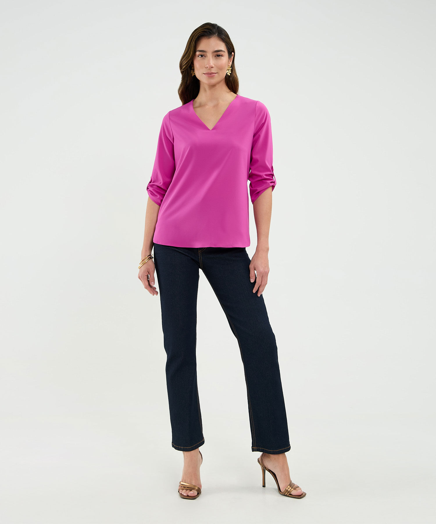 Blusa Escotada Manga ¾