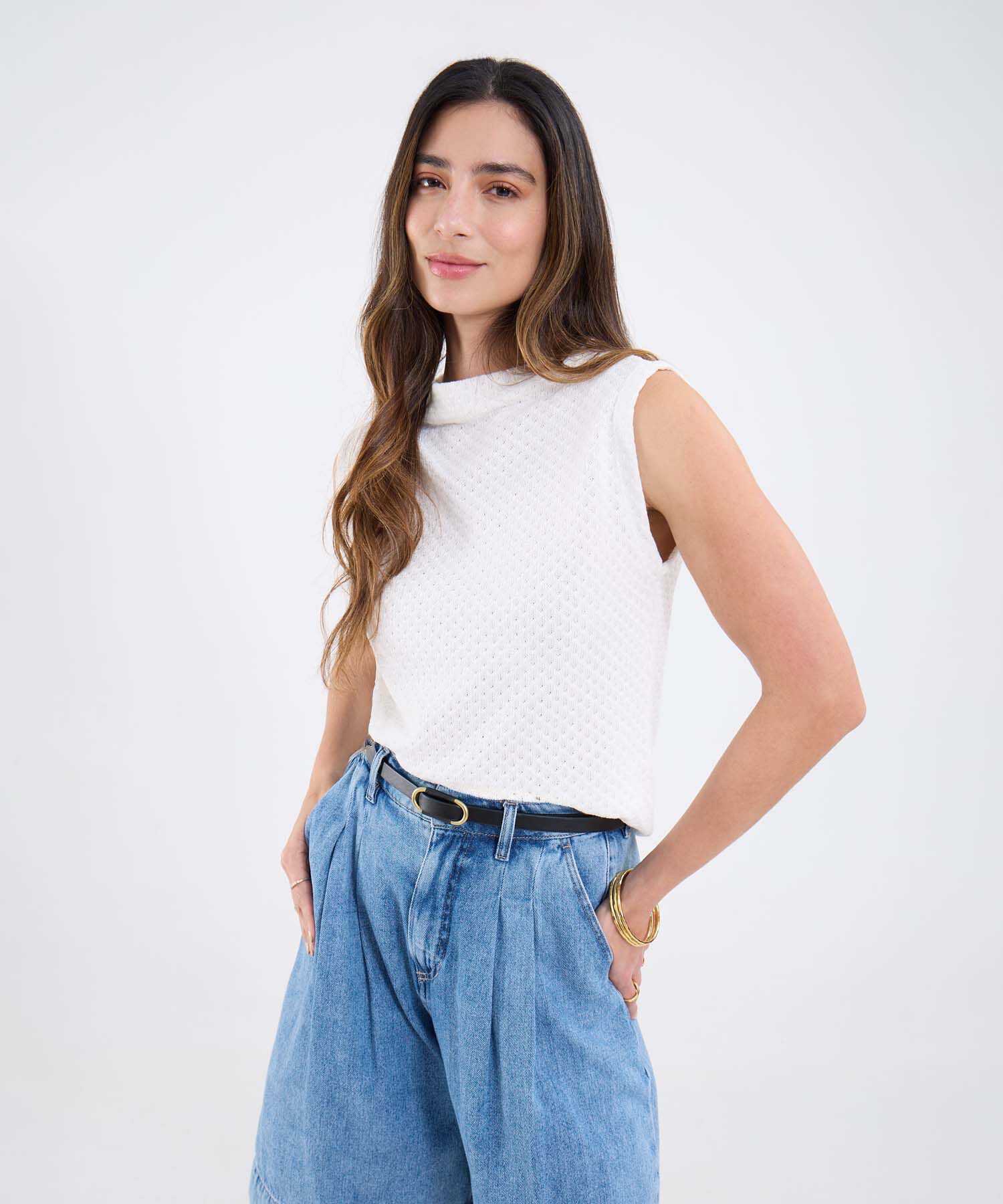 Camiseta Manga Sisa Texturizada