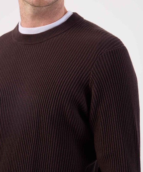 Buzo de Tejido Acanalado Cuello Redondo Para Hombre