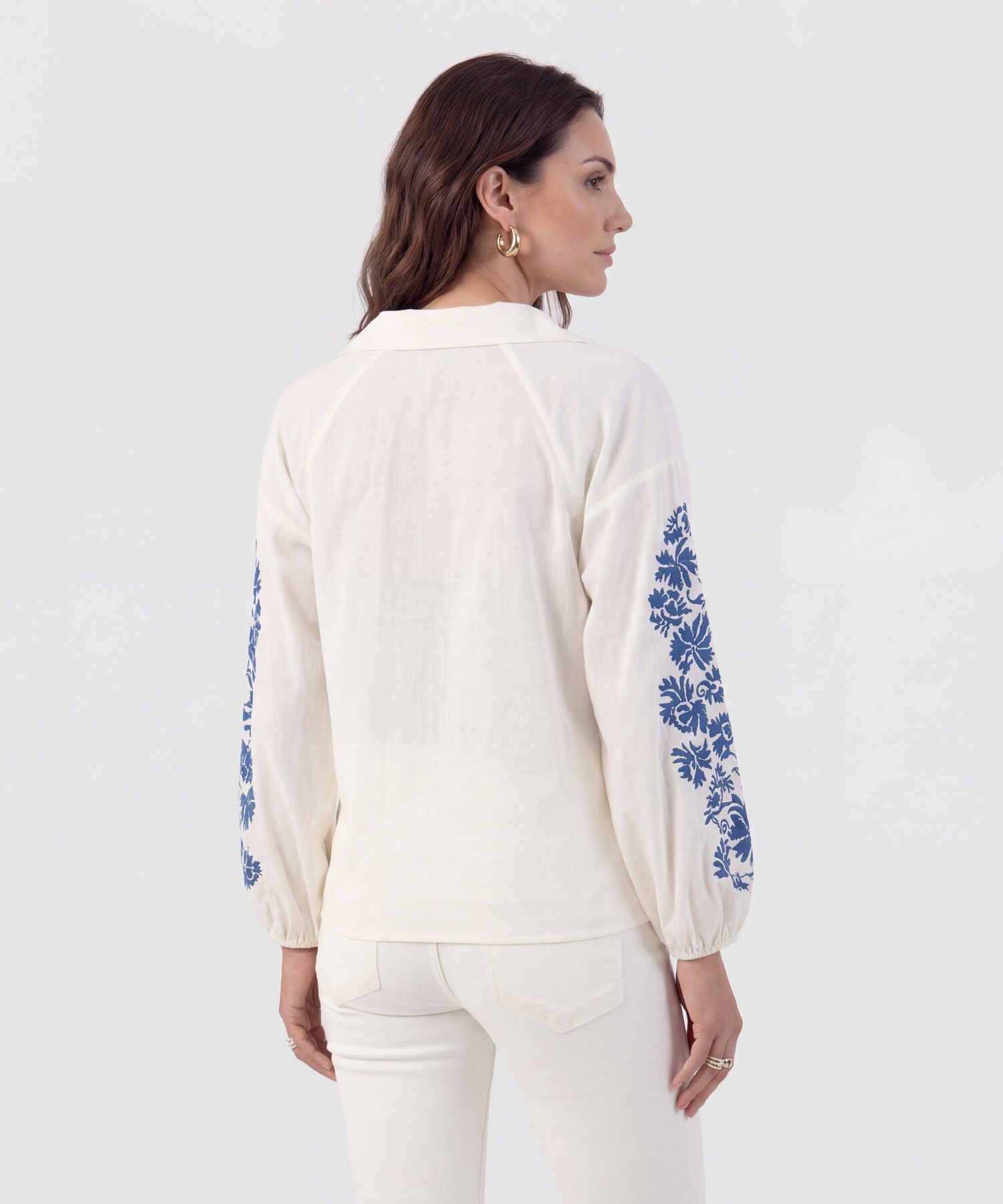 Blusa Estampado Con Escote V Y Manga Globo