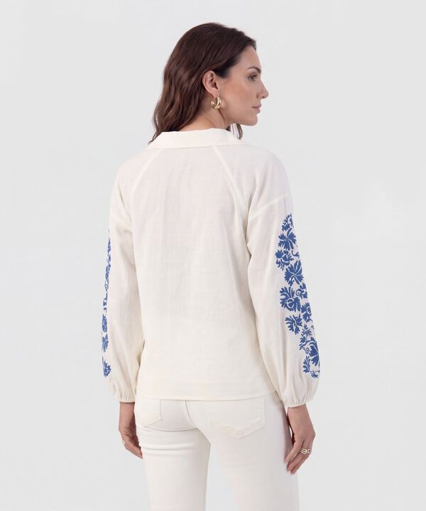 Blusa Estampado Con Escote V Y Manga Globo