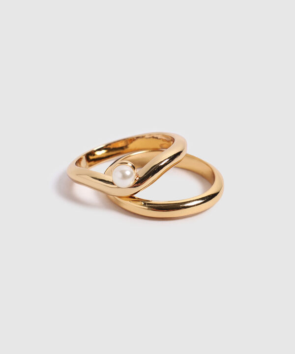 Set de Anillos con Perla y Dise&ntilde;o Minimalista Para Mujer