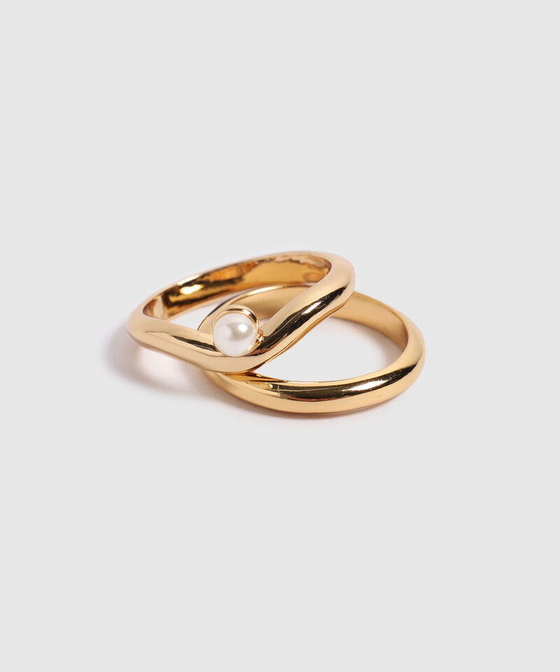 Set de Anillos con Perla y Dise&ntilde;o Minimalista Para Mujer