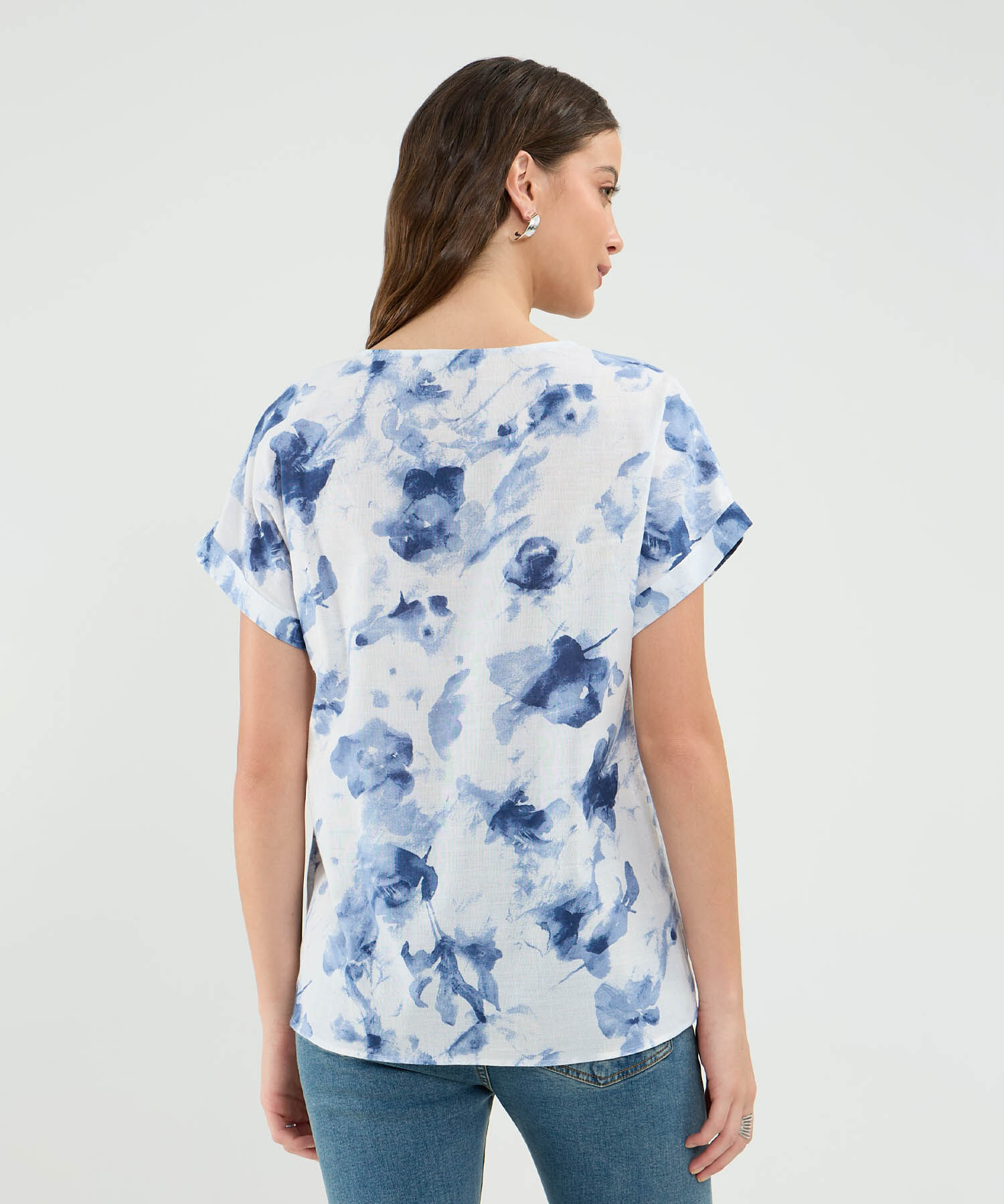 Blusa Manga Corta En Lino Para Mujer