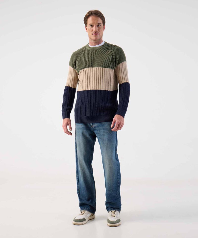 Buzo de Punto Grueso para Hombre con Dise&ntilde;o de Bloques