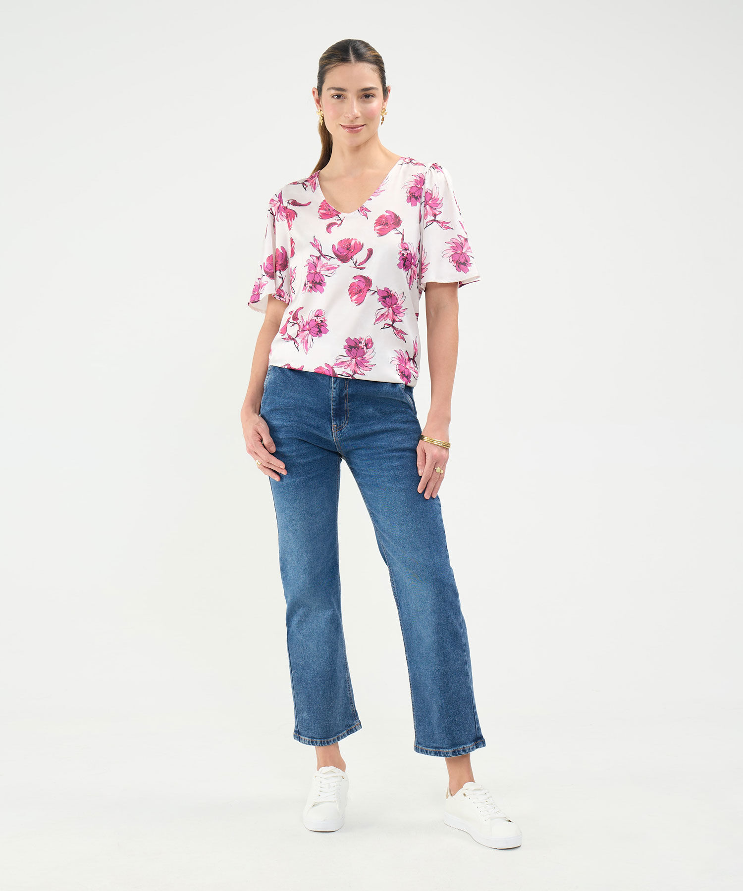 Blusa Estampada Escote en V