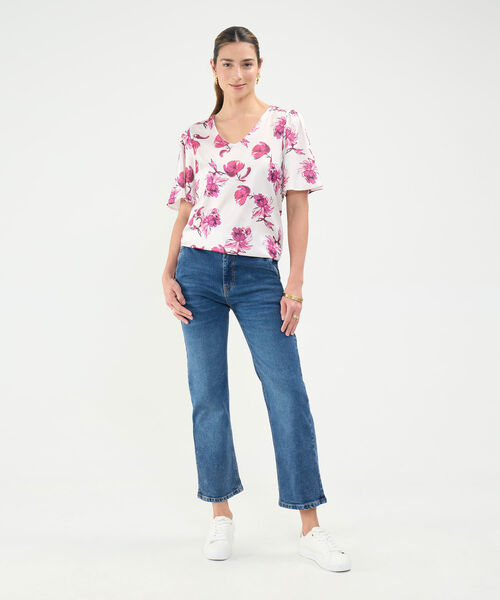 Blusa Estampada Escote en V image number null