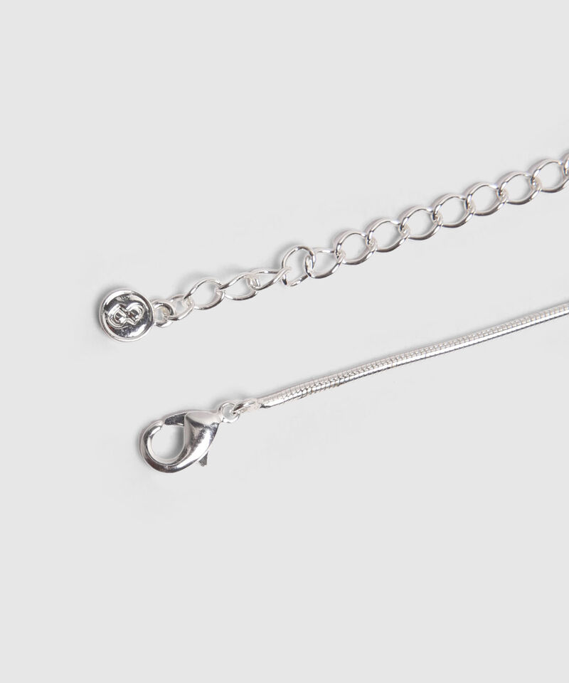 Collar Plateado Con Dije De Aros Bicolor 