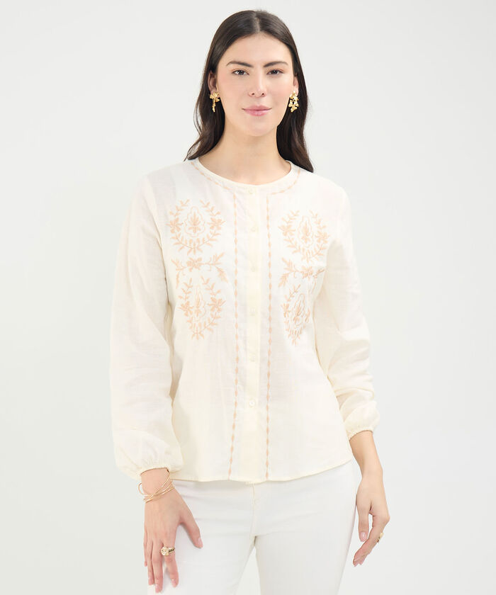 Blusa Bordado Bot&aacute;nico