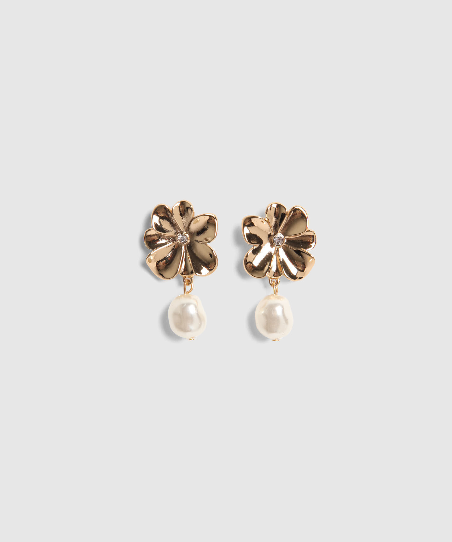 Set X3 Aretes Dorados Con Perlas Y Flores 