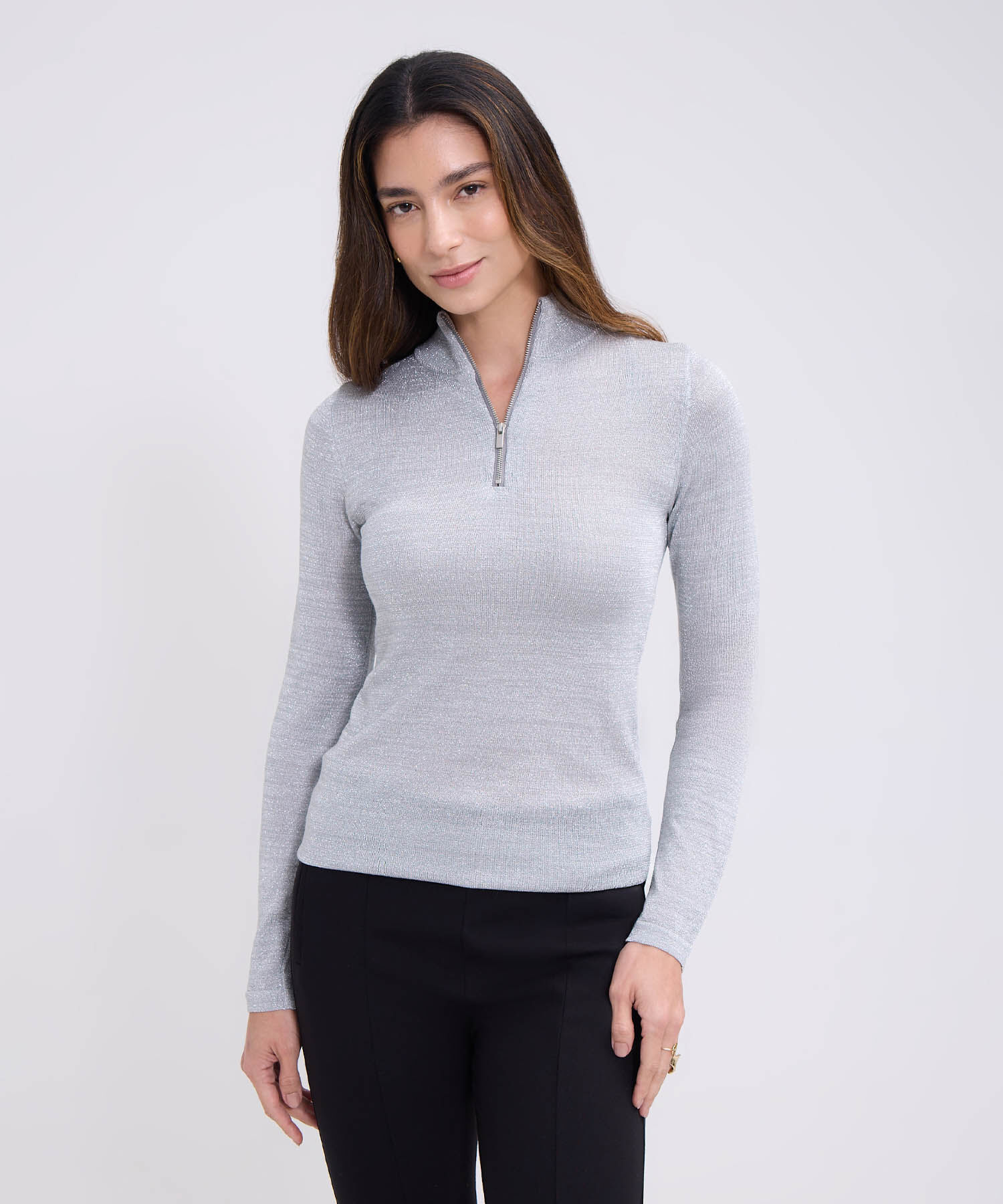 Saco cuello alto, manga larga para mujer