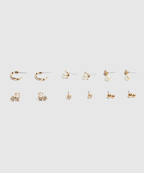 Set x 6 Aretes Dorados con perlas