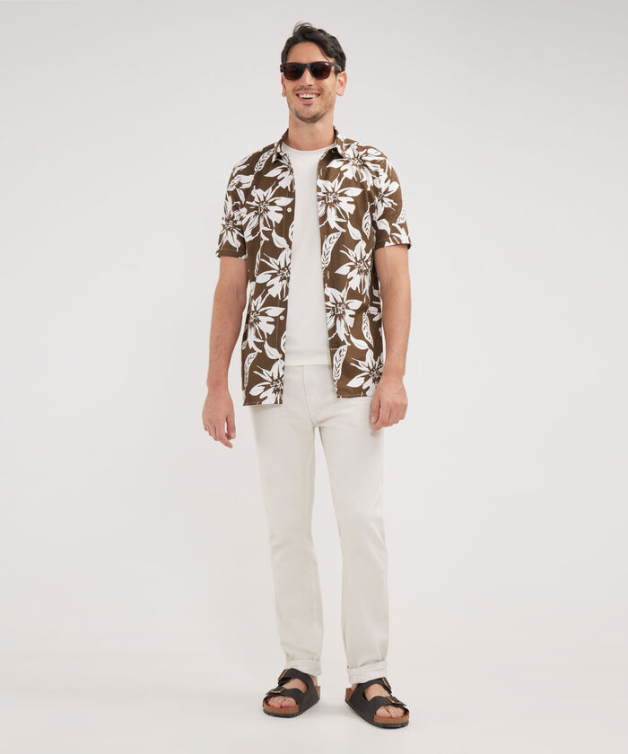 Camisa Manga Corta Estampada Base Lino