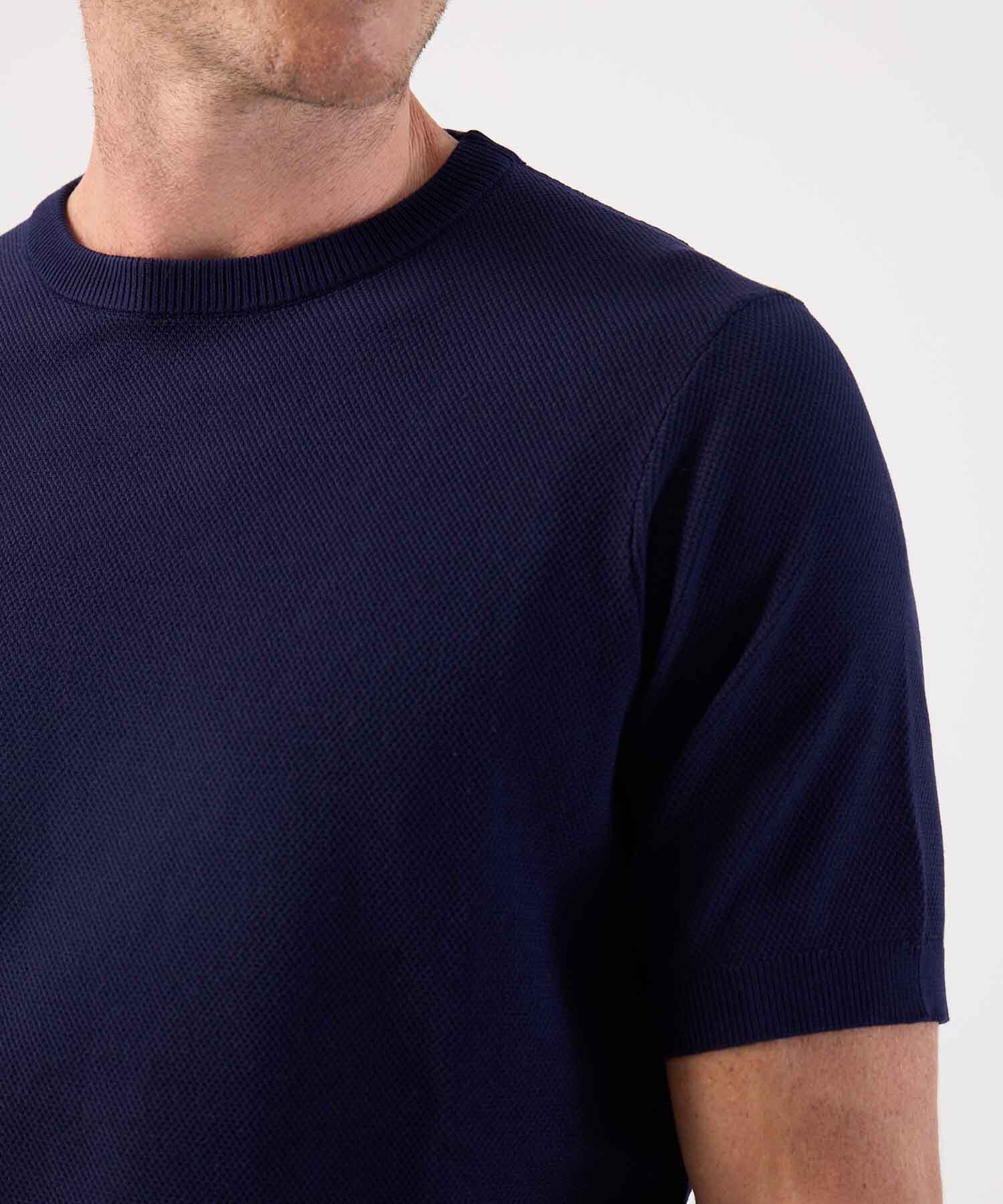 Camiseta de Punto Fino para Hombre Manga Corta