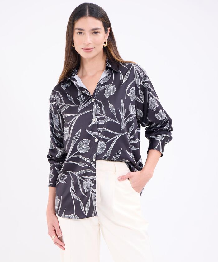 Camisa manga larga estampada para mujer