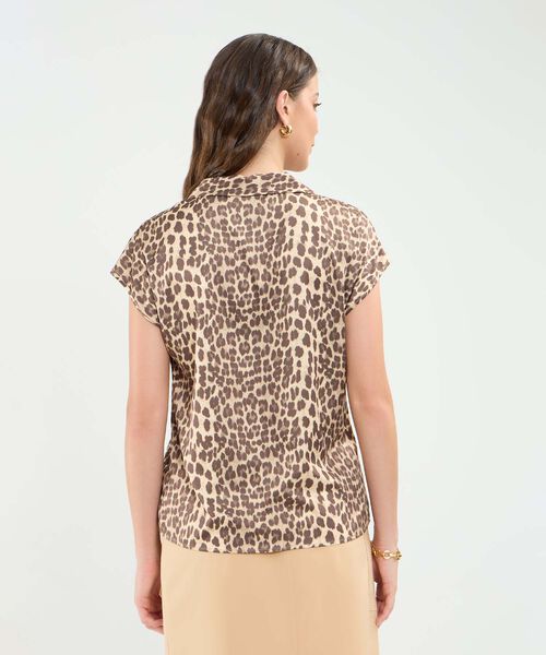 Blusa Manga Corta Corrida En Satin Para Mujer