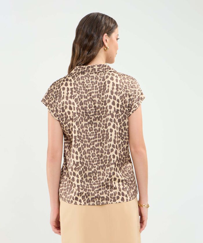 Blusa Manga Corta Corrida En Satin Para Mujer