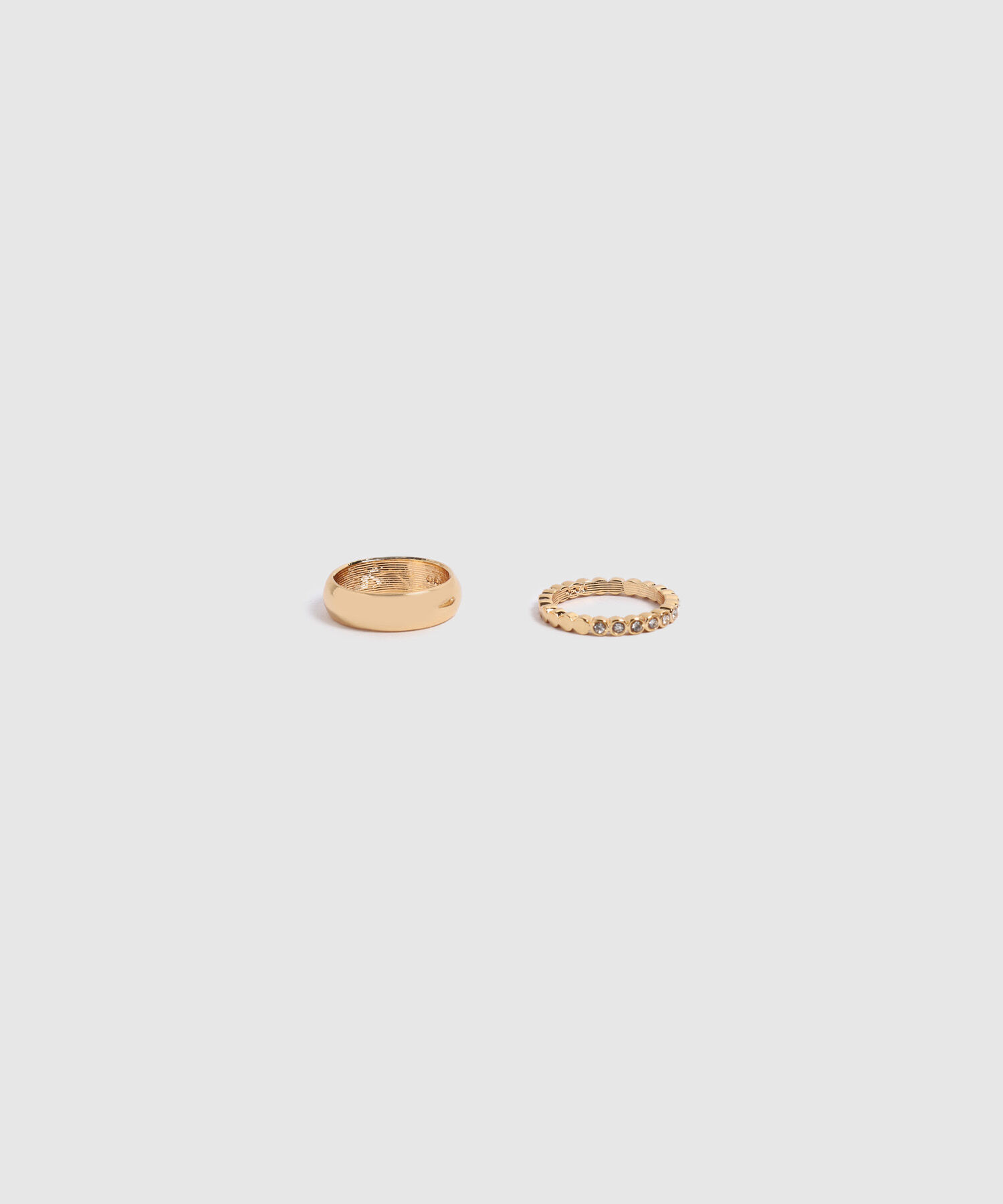 Set de Anillos Grueso y Delgado con Gema Para Mujer