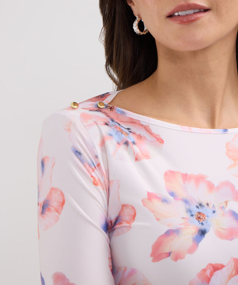 Camiseta Manga 3/4 Con Botones En Hombro