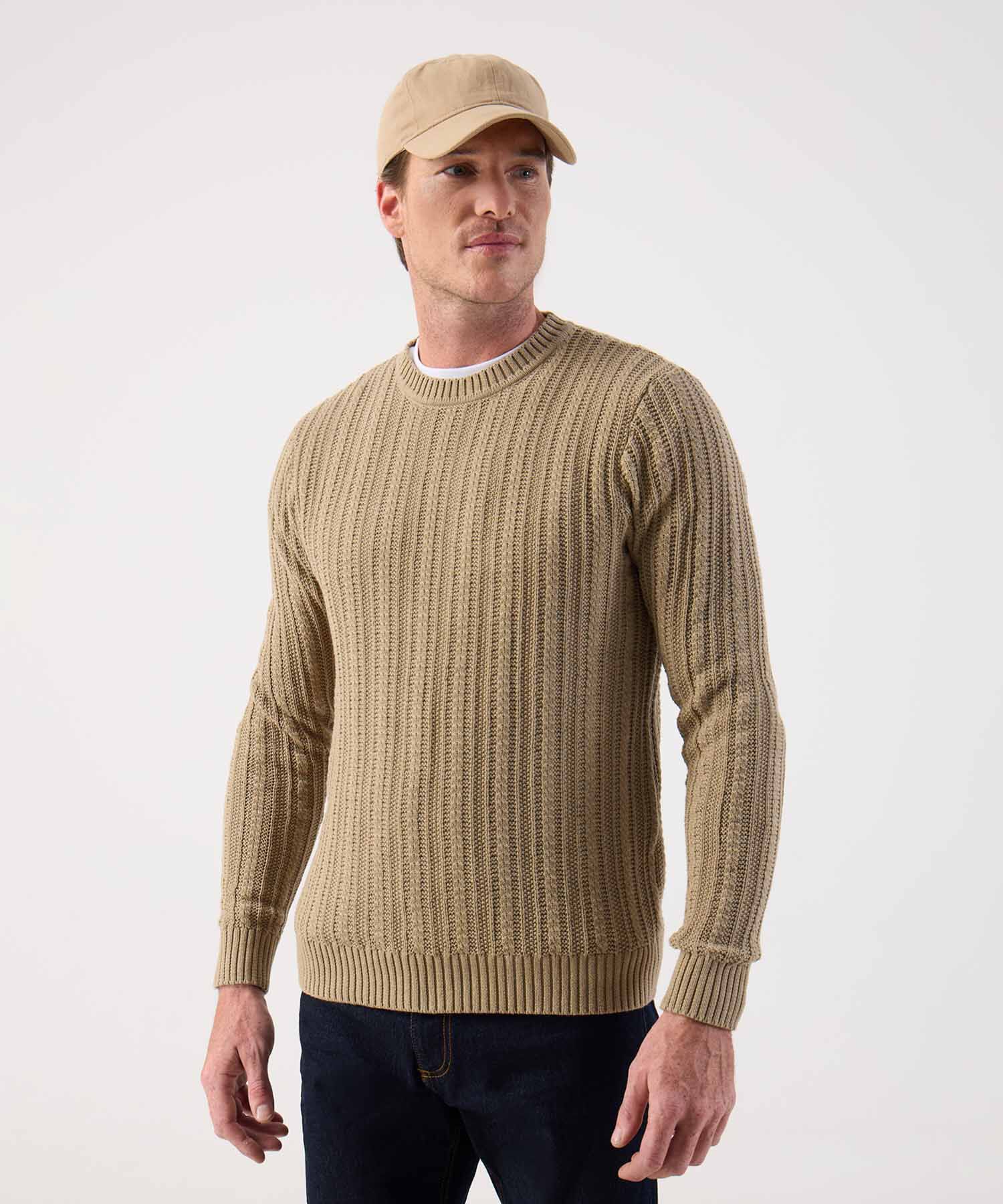 Su&eacute;ter de Punto Grueso con Textura Acanalada Para Hombre