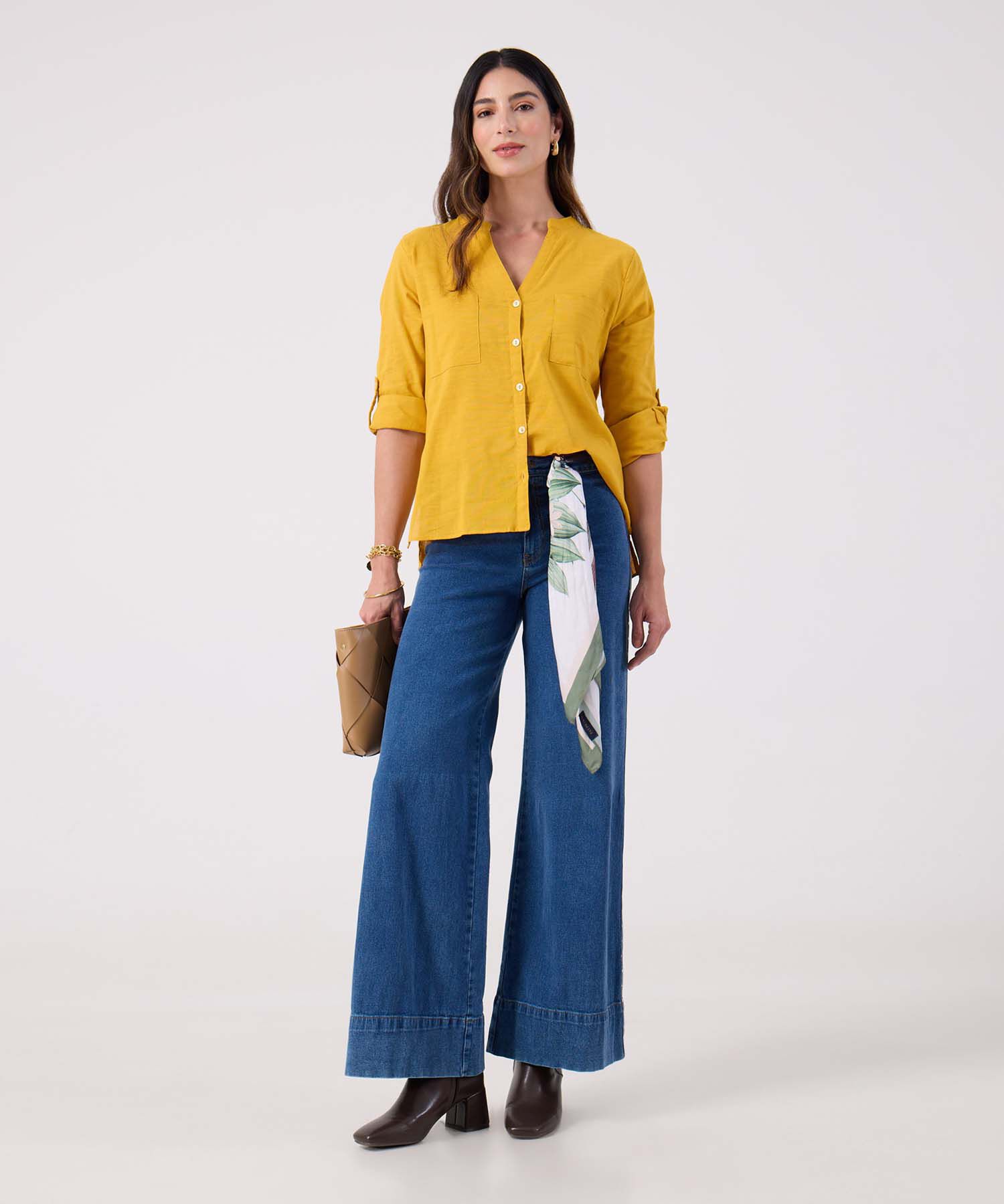 Jeans Wide Leg Tono Azul Medio 