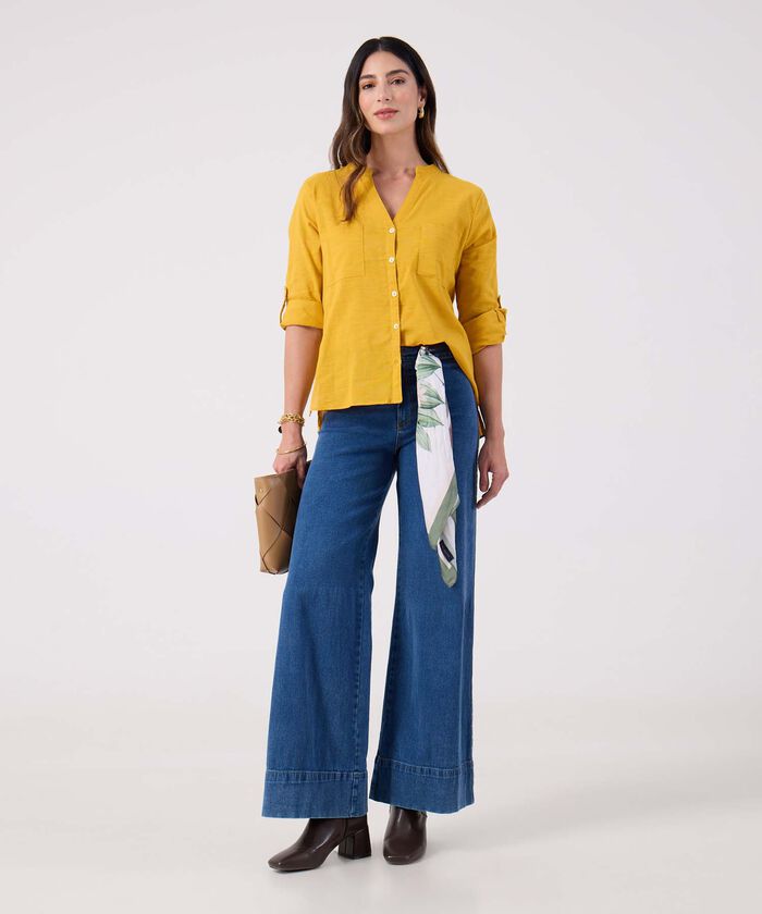 Jeans Wide Leg Tono Azul Medio 