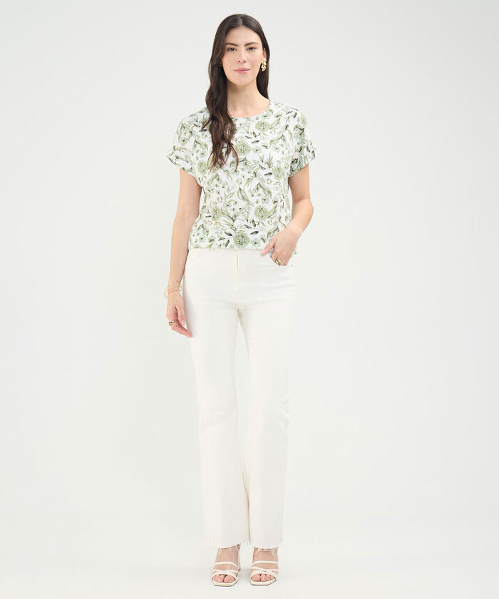 Blusa Estampada en Efecto Lino