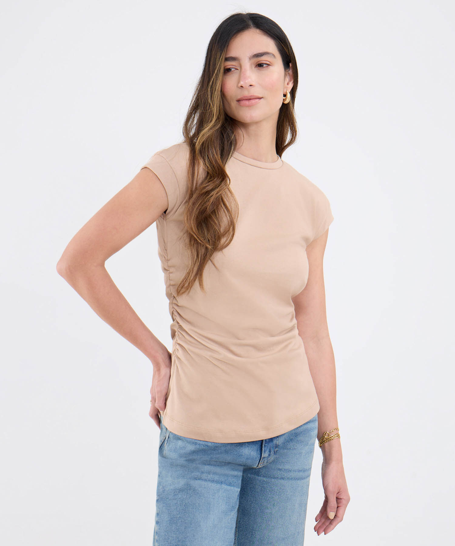 Camiseta Manga Corta Con Recogido En Costado