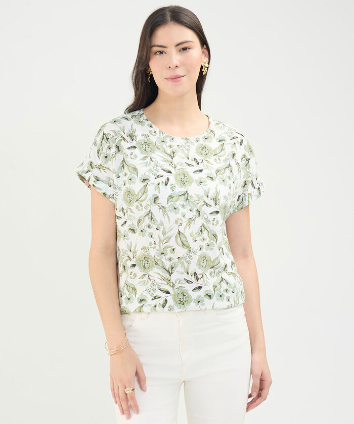 Blusa Estampada en Efecto Lino