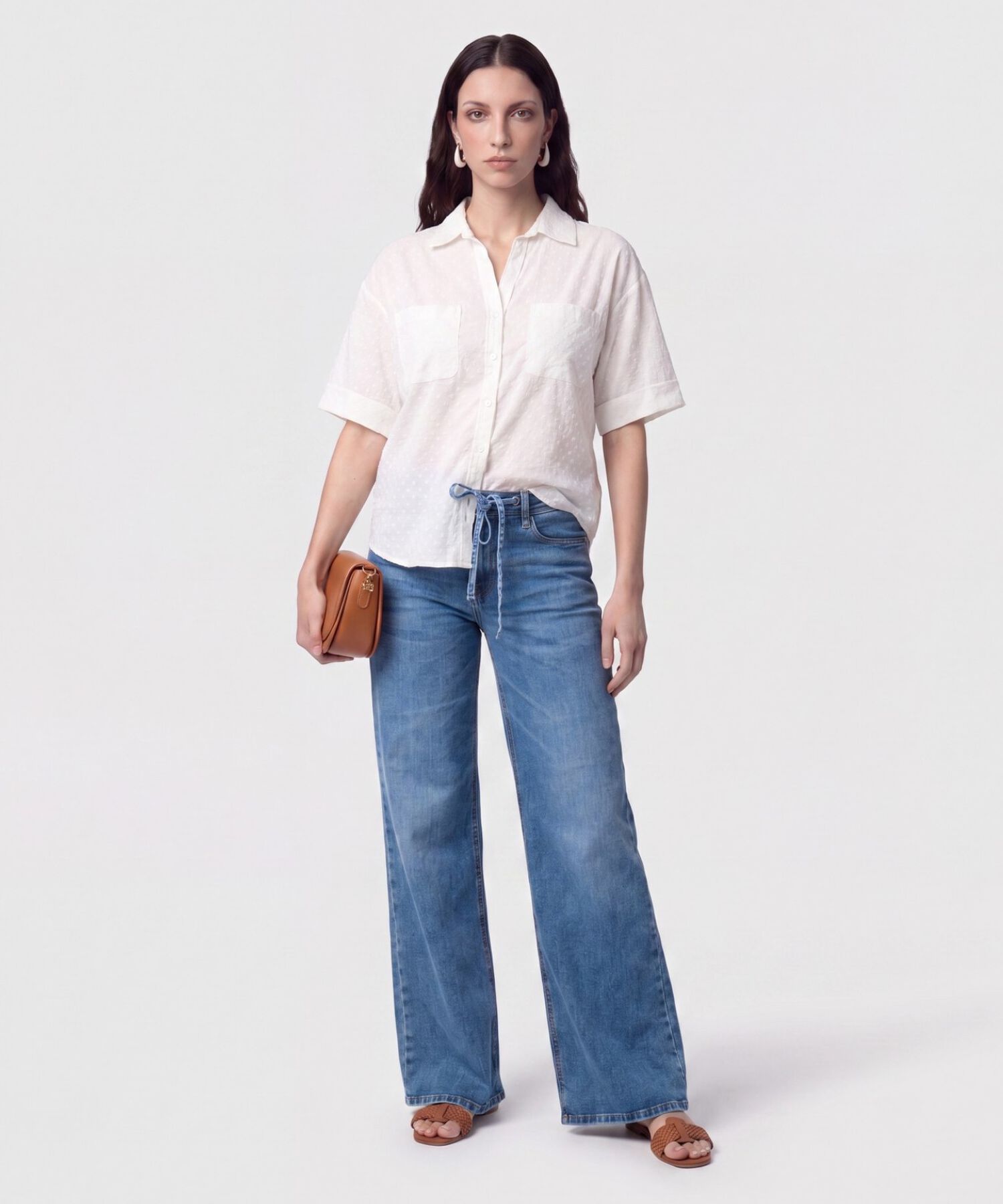 Camisa Manga Corta Con Bolsillo Mujer