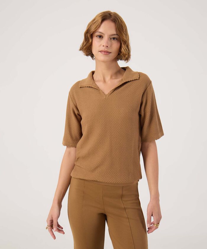 Polo texturizada unicolor 