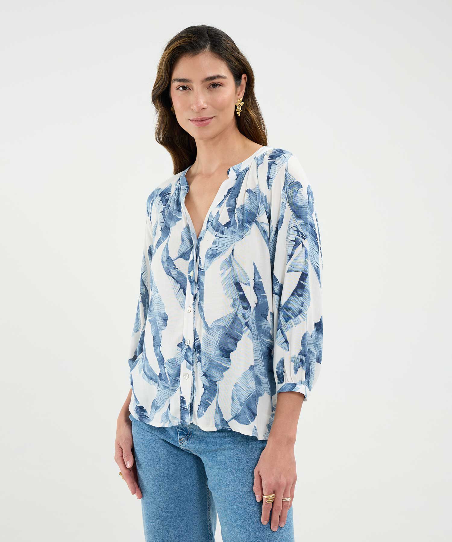 Blusa Estampada Escote en V