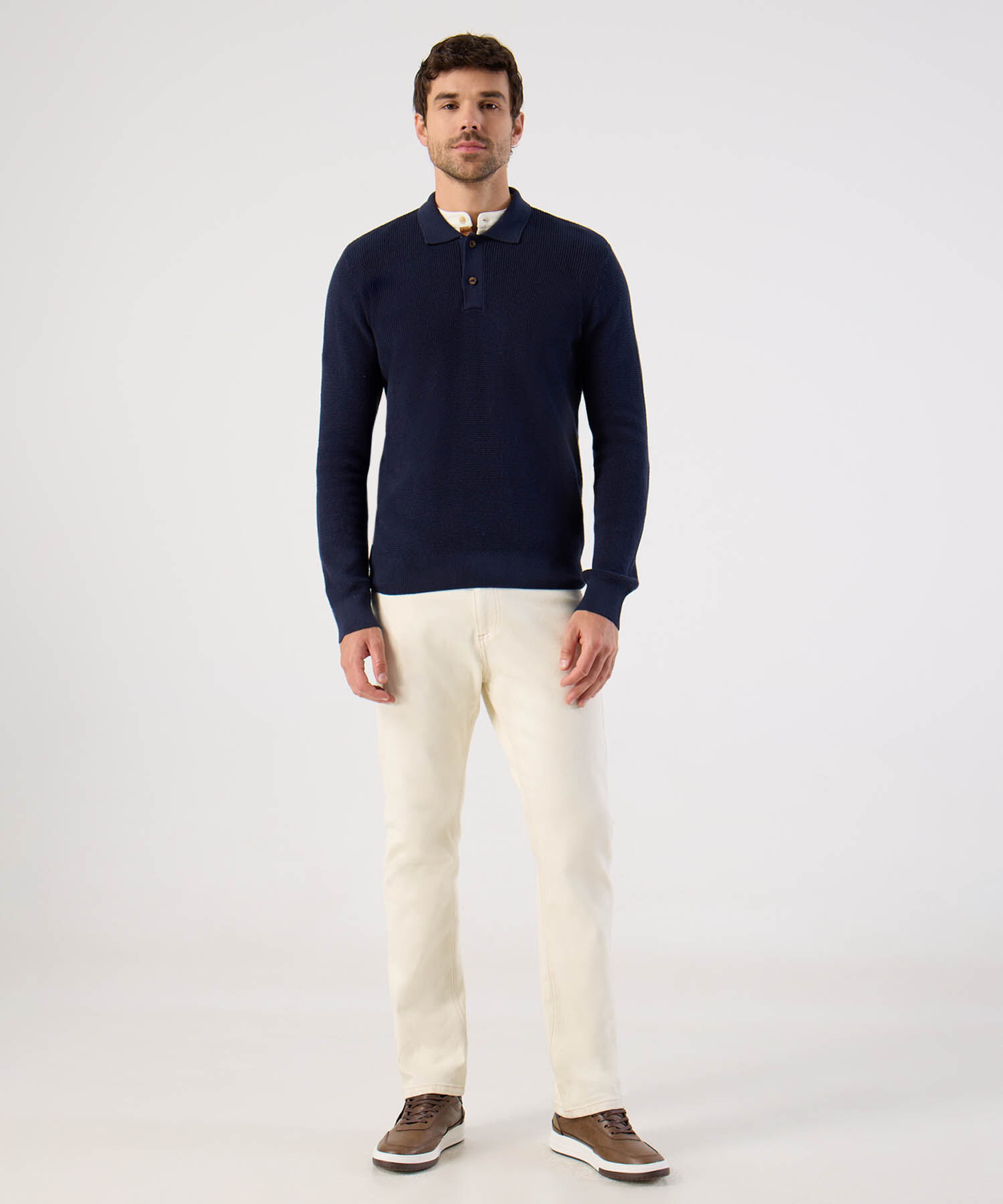 Buzo De Punto Con Cuello Polo Para Hombre