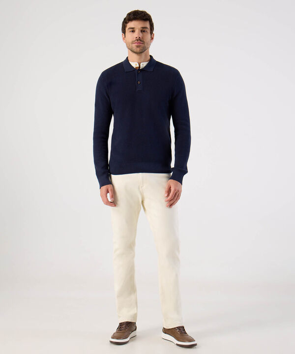 Buzo De Punto Con Cuello Polo Para Hombre
