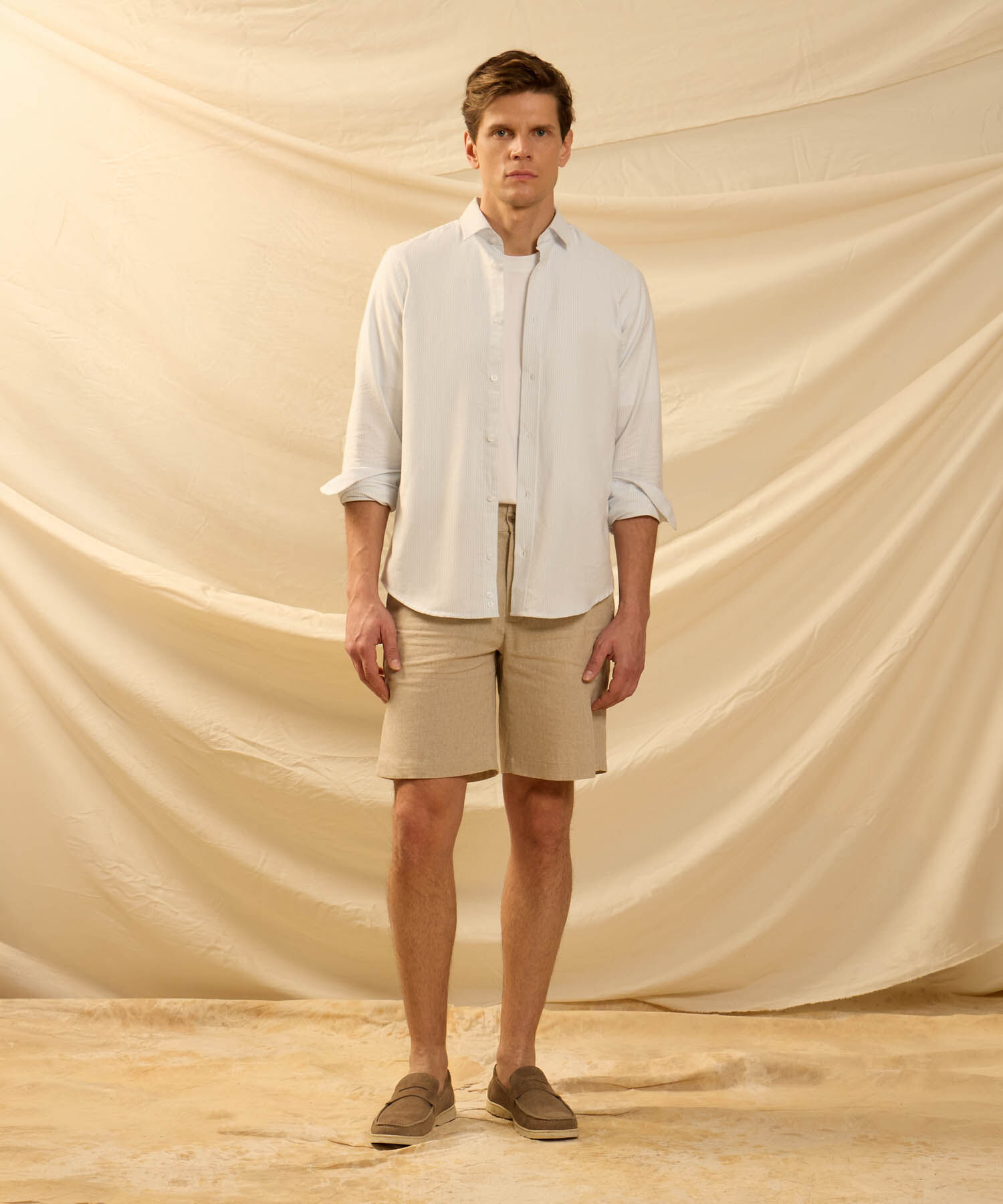 Bermuda de Lino Suave Para Hombre